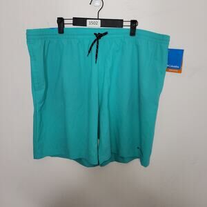 Columbia Men Shorts Size XXL 8" Stretch Omni Shade Teal Pull On